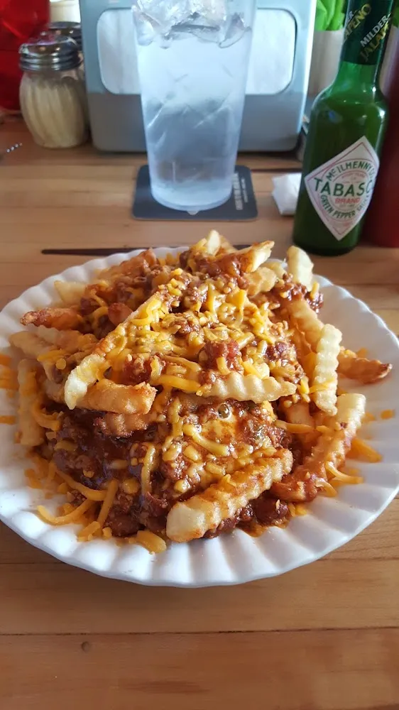 Open Faced Chili Cheese Fries Burger